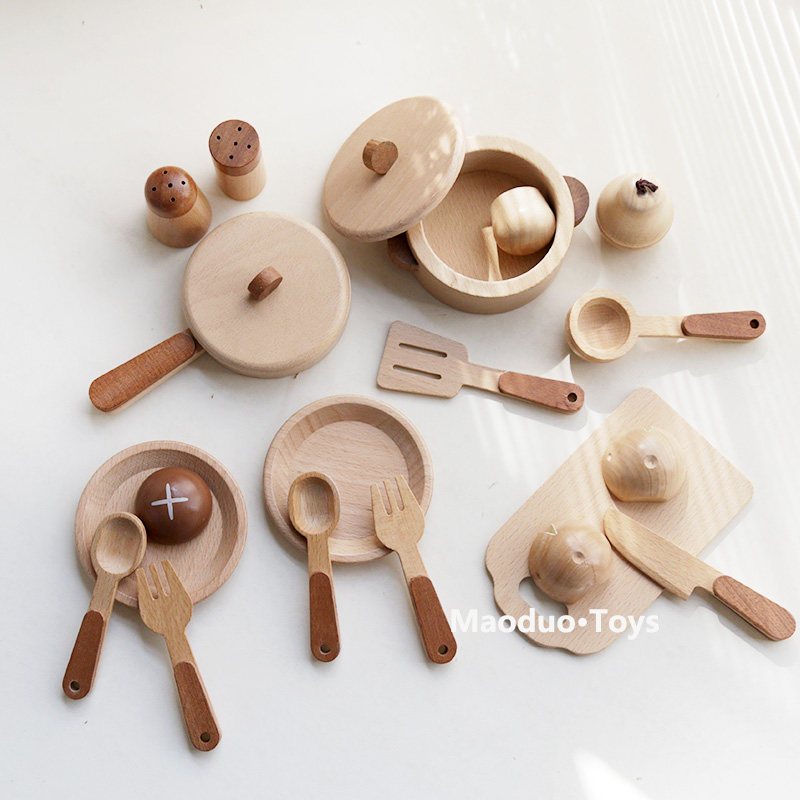 Kids Toys Kitchen Set - Maoduo Toys Drewniany Zestaw Kuchenny dla